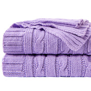 NTBAY 51 x 67 inches 100% Cotton Cable Knit Throw Blanket Throw (51 x 67 inches) / Orchid - NTBAY