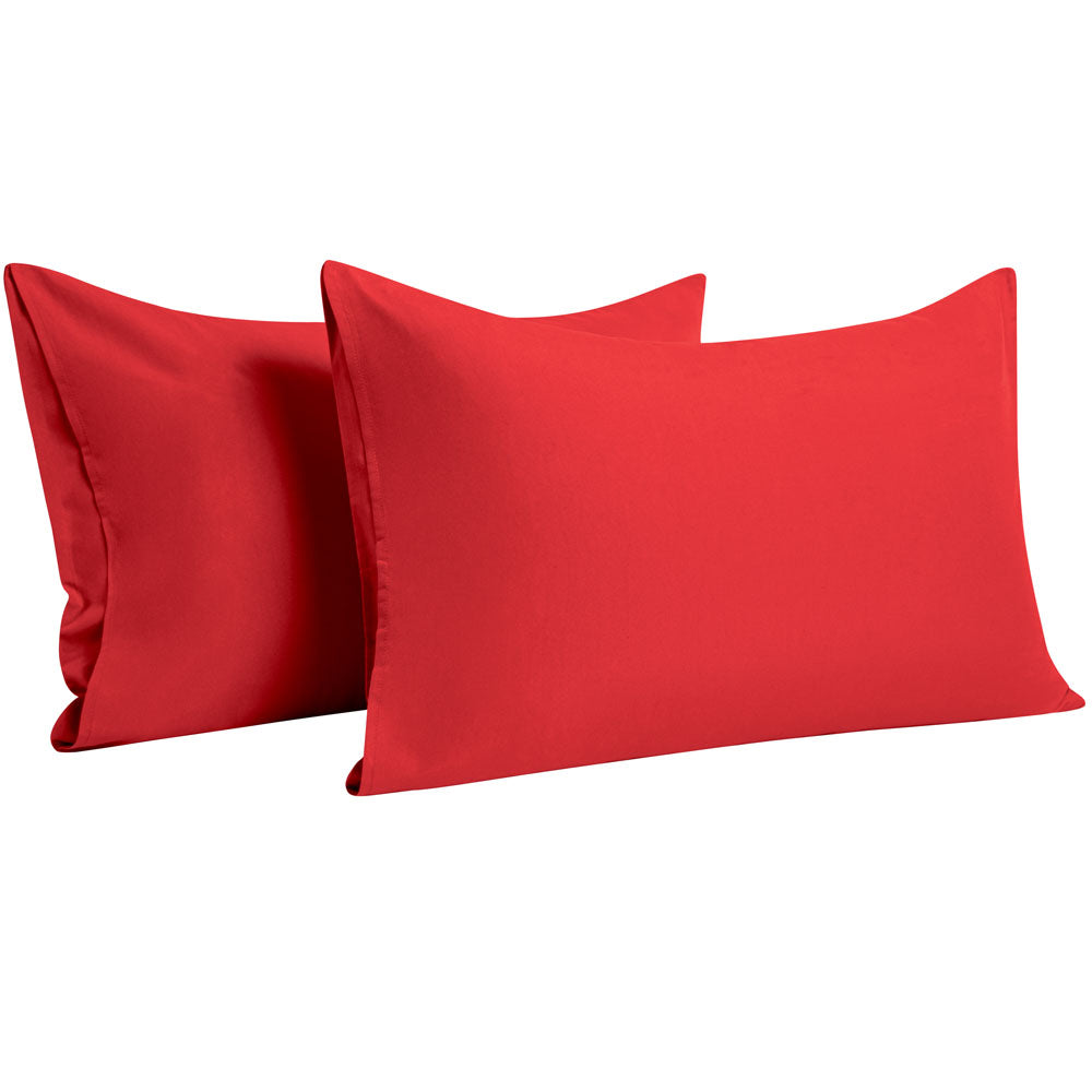 NTBAY 100% Brushed Microfiber Pillowcase with Envelope Closure, 4 Size, 24 Colors 2Pcs - Standard (20 x 26 inches) / Red - NTBAY