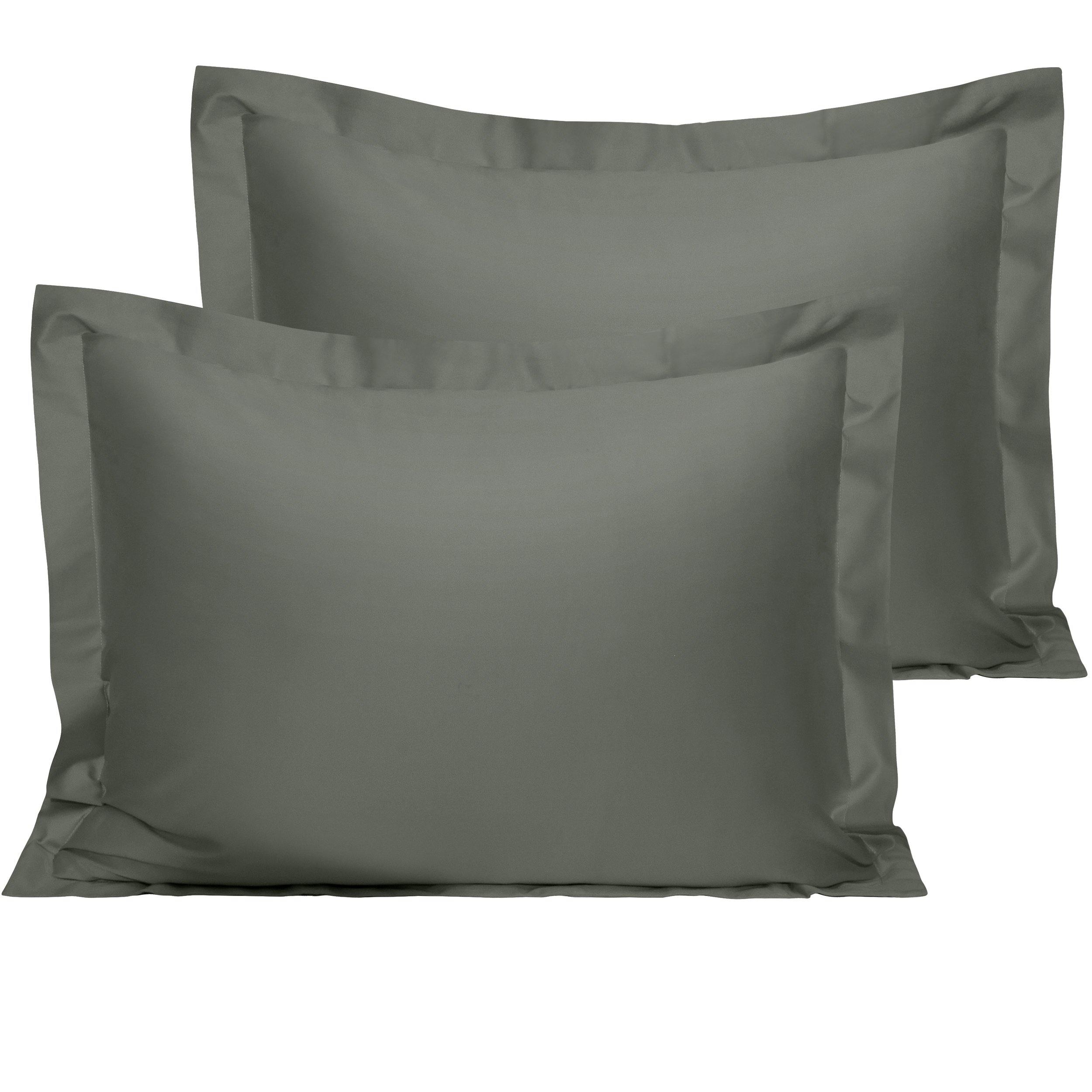 NTBAY 500 Thread Count 2 Pack Cotton Pillow Shams Standard (20 x 26 inches) / Dark Grey - NTBAY