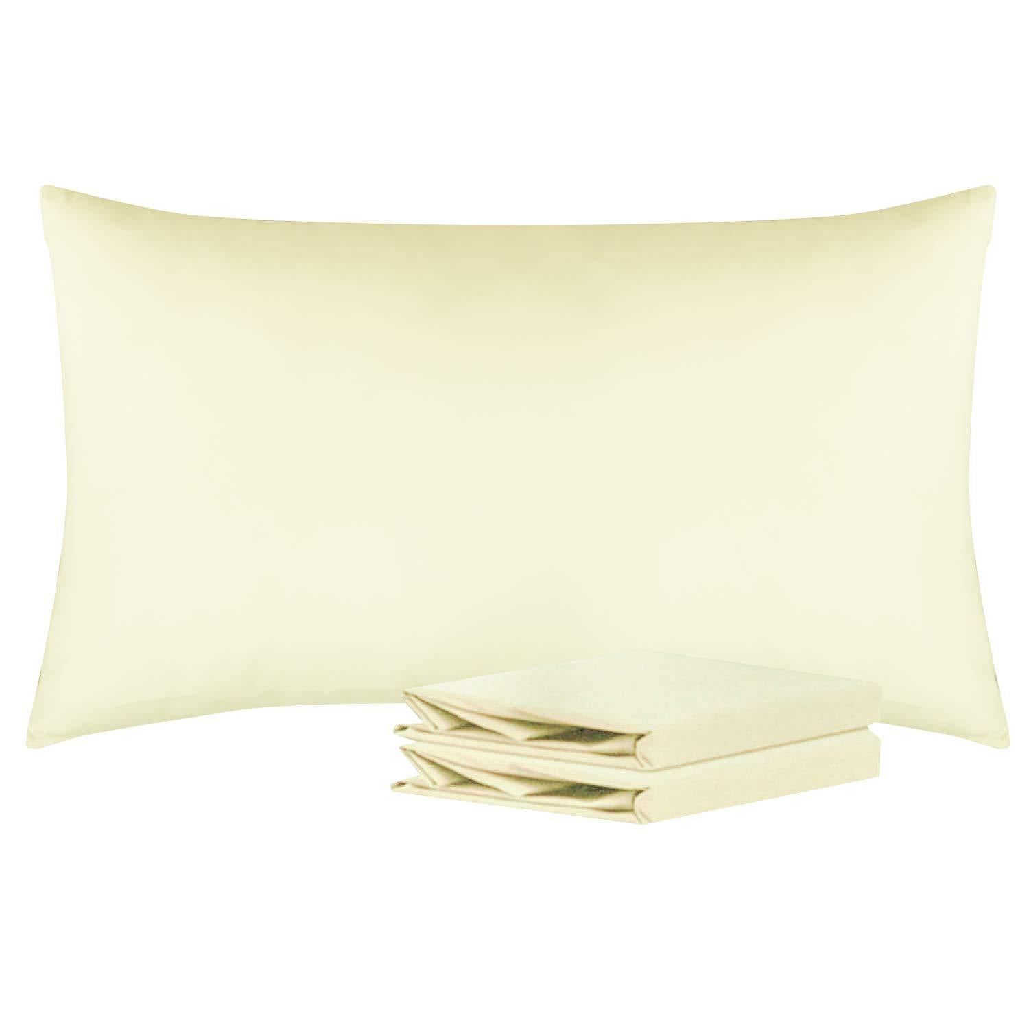 NTBAY 100% Brushed Microfiber Pillowcase with Envelope Closure, 4 Size, 24 Colors 2Pcs - King (20 x 36 inches) / Ivory - NTBAY