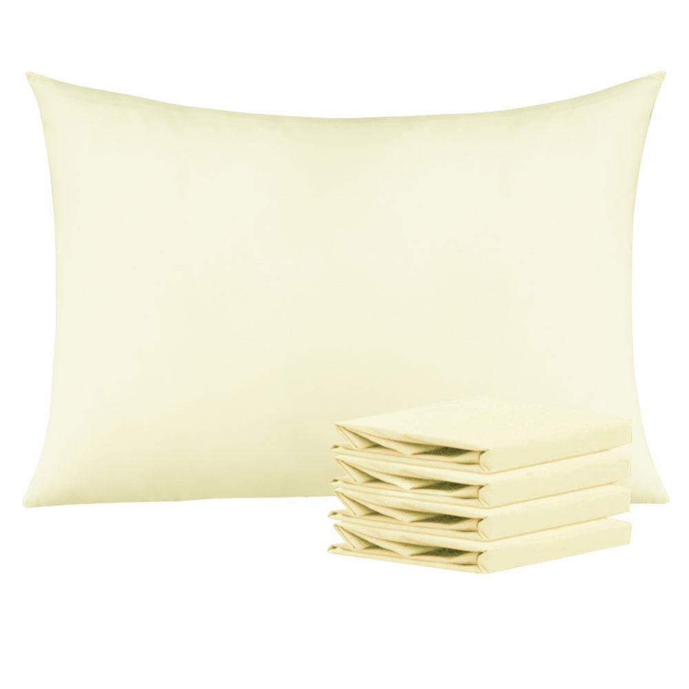 NTBAY 100% Brushed Microfiber Pillowcase with Envelope Closure, 4 Size, 24 Colors 4Pcs - Queen (20 x 30 inches) / Ivory - NTBAY