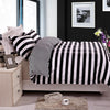 NTBAY Duvet Cover Set Black and White Stripe Printed Microfiber Reversible Design, Stripe King (104 x 90 inches) - NTBAY