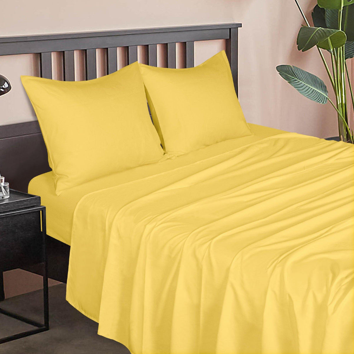 NTBAY Soft and Breathable Solid Color Bed Sheet and Pillowcase Set Twin (39 x 75 inches) / Yellow - NTBAY